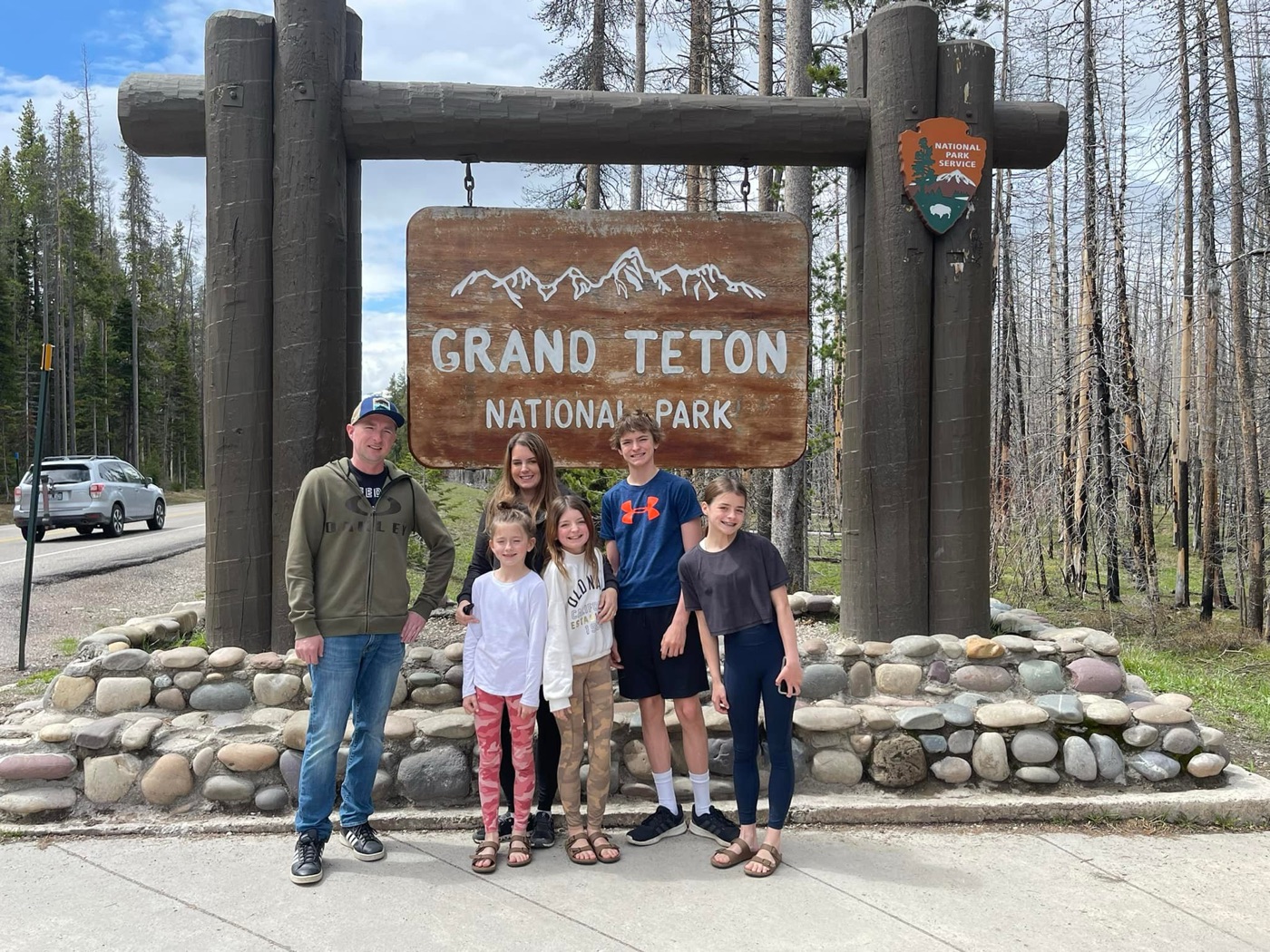 The Drum family - Jason, Erica, Jackson and his sisters Raegan, Audrey and Katherine - at Grand Teton National Park